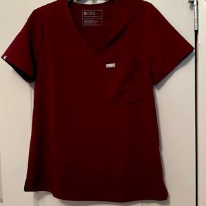 Womens Burgundy Figs Catarina One Pocket Scrub Top